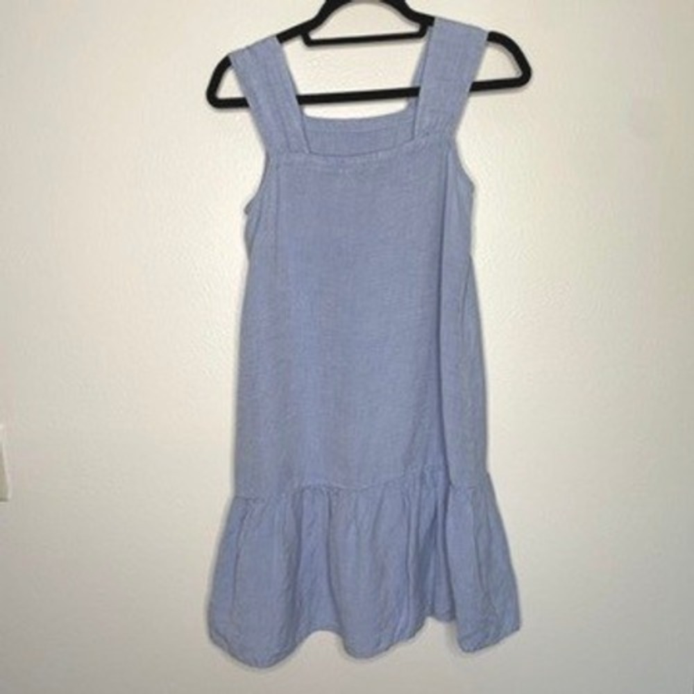 LOFT Shift Dress Womens Small Blue Linen Blend Ruffle Hem Vacation Breezy Travel - Picture 4 of 9